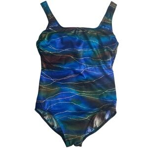 Longitude Crisscross Back One Piece Swimsuit Slimming Shapewear Resortwear Sz 14